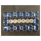 Two tone faceted 3 row crystal fashion brooch 1960
