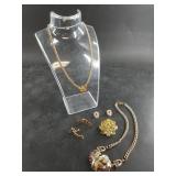 Collection of earthtone rhinestone jewelry