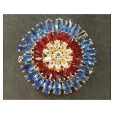 Vintage 3 tone starburst fashion brooch