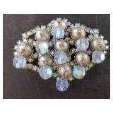 Vintage blue faceted fashion brooch