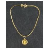 22kt Gold St. George sovereign pendant on an 18kt