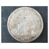 1877 S Seated Liberty  trade dollar with Chinese c