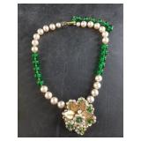 Vintage brass and beaded necklace