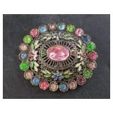 Antique Little Nemo domed rhinestone fashion brooc
