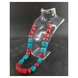 Vintage turquoise and coral necklace