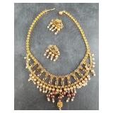 Vintage rhinestone necklace and earring set