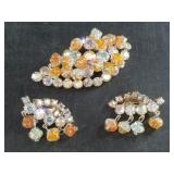 Lovely fashion brooch and matched clip back earrin