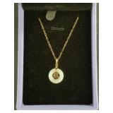 Jadeite ring/pendant with 14kt gold Chinese charac