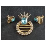 Scitarelli MCM brooch and matching screw back earr
