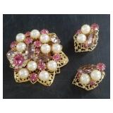 Lovely fashion brooch and matched clip back earrin