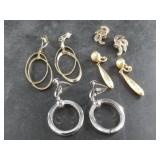 4 Sets of vintage clip on earrings