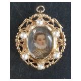 Beautiful 14k gold and pearl mourning pin with ant