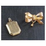 Beautiful gold filled locket and old gold rolled b