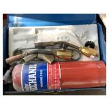 Lot with a blow torch and accessories and a vintag