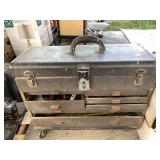 Sturdy vintage tool box with a variety of well kep