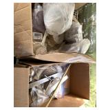 Box of assorted abrasives and framing rulers