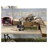 Table lot with assorted sockets, rotary tools, spe