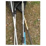 Lot with 3 large leaf rakes and 2 heavy duty snow