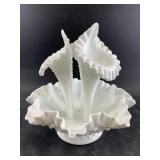 Fenton hobnail milk glass center piece with fluted