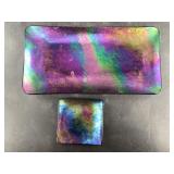2 Pieces of iridescent art glass