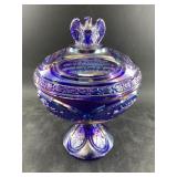 Fenton blue carnival glass Bicentennial cand dish