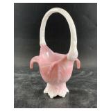 Fenton vintage rosaline basket quite small, 7" tot
