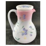 Fenton glass periwinkle blue Burmese pitcher, deca