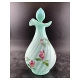 Fenton glass decanter with a sea mist green line w