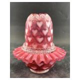 Fenton fairy lamp with heart design and ruffled ed