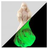 Fenton Burmese uranium glass figurine, hand painte