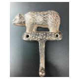 Bear shaped cast iron wall hook, brand new and 4in