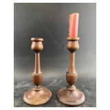 2 Wood candlesticks
