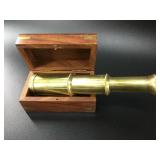 Brass telescoping spyglass in a Mahogony and brass