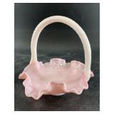 Fenton glass basket with a Rosaline glass, 6" tall