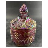 Fenton glass particle glass candy dish, 6.5" tall