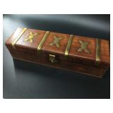 Mahogany and brass treasure chest full of vintage
