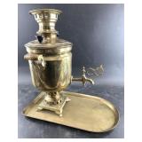Small Russian samovar with tray, no teacup, overal