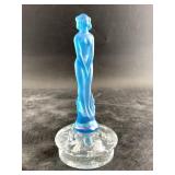 Fenton rare nymph frog, with frosted blue glass  w