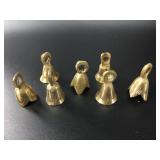 Seven antique brass temple bells. Each is approx..