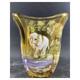Rare vintage Fenton vase with hand painted elephan