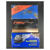 Lot of 3: two 50 round boxes of 9mm Makarov and 50