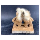 Glenda Graham cotton wood bark carving of 2 young