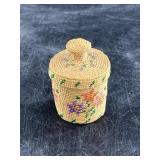 Patsy Rudolph tiny grass basket with incredibly fi
