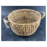 Woven Athabaskan willow root basket 4' tall