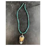 SW sterling silver, mammoth ivory and turquoise ne