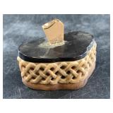 Lovely lidded trinket box made with cocobolo, bale