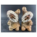 Fabulous pair of soapstone dancers, with wood face