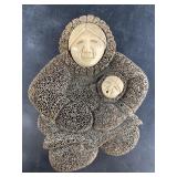 Whalebone and walrus skull wall hanger of mother a
