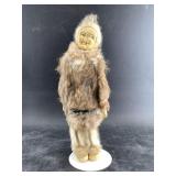 Hand made Native Alaskan doll with hide face, rabb