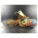 Reproduction Tlingit style mask with braided grass